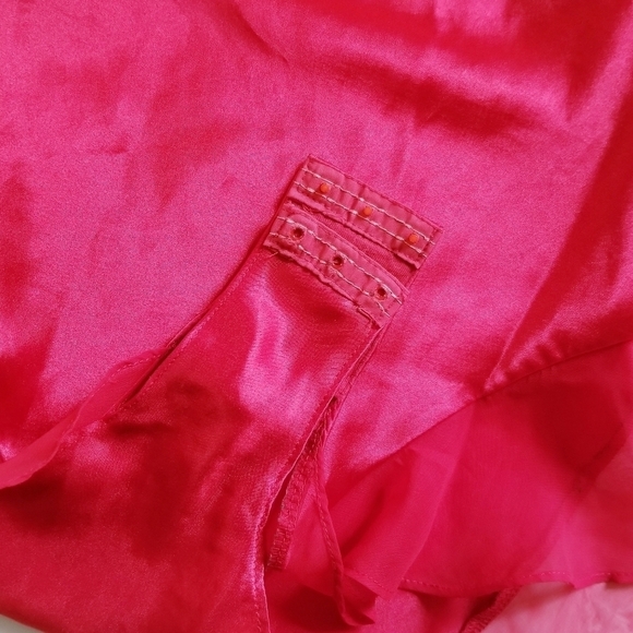 VICTORIAS SECRET Gold Label Vintage Satin Red Teddy Bodysuit Medium - Picture 7 of 11